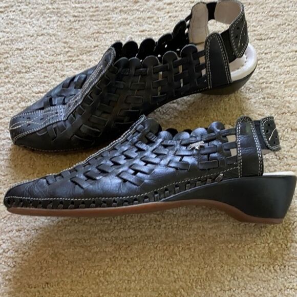 PIKOLINOS Black Woven Leather Slingback Shoes Size 37 - Picture 1 of 6